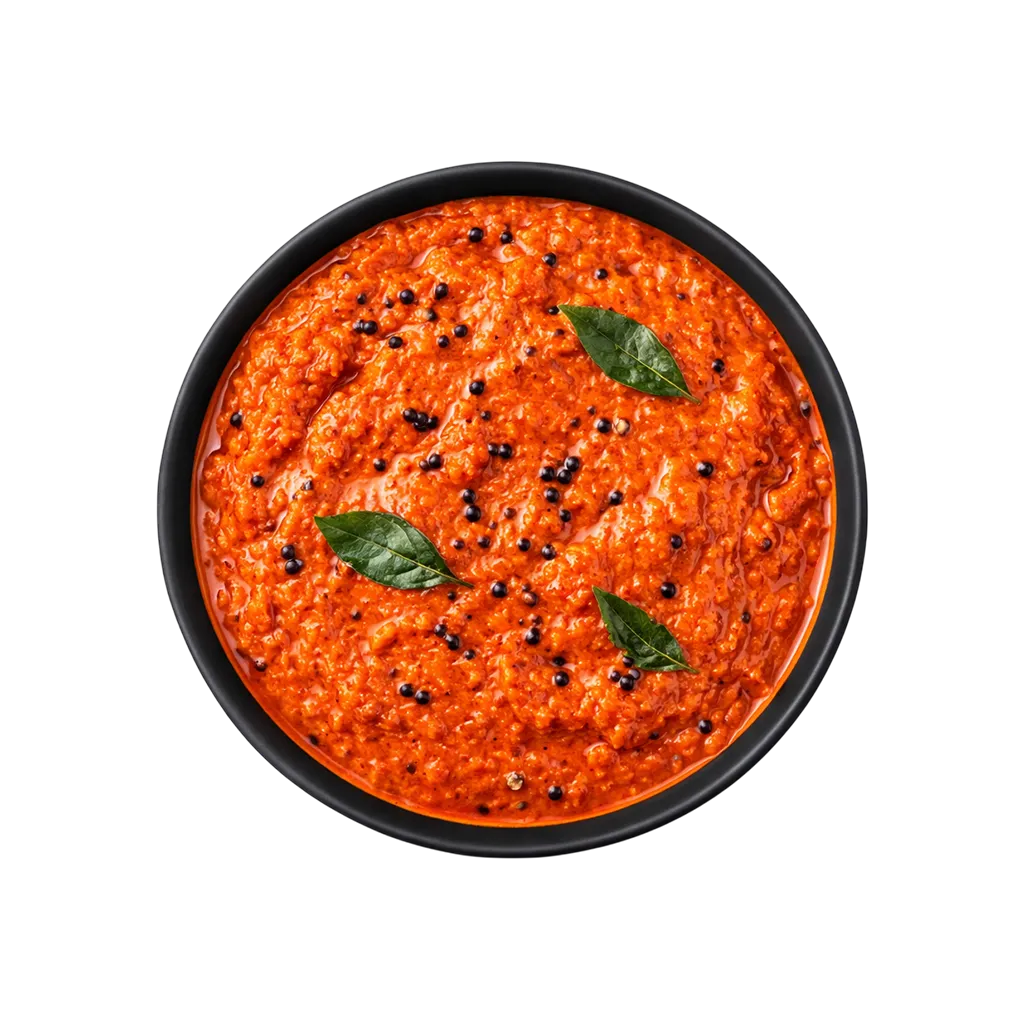 Chettinad Kara Chutney ready to eat served in black bowl