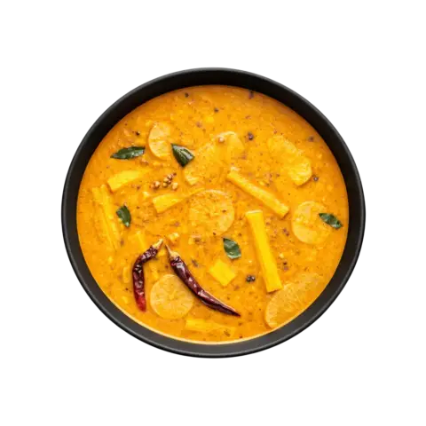 Pot & Ladle Lunch Sambar South Indian lentil curry served in black bowl