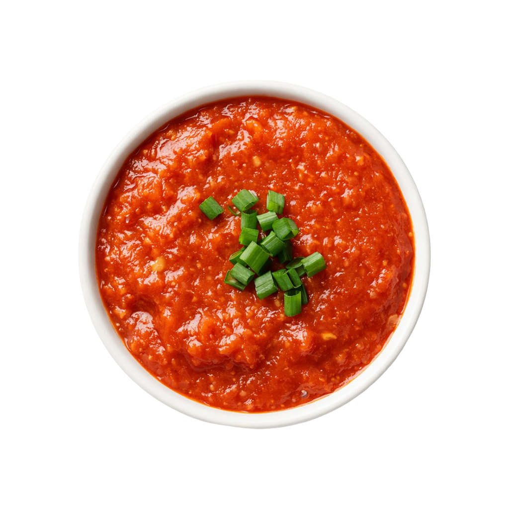 Momo sauce tomato garlic chutney ready to eat served in white bowl