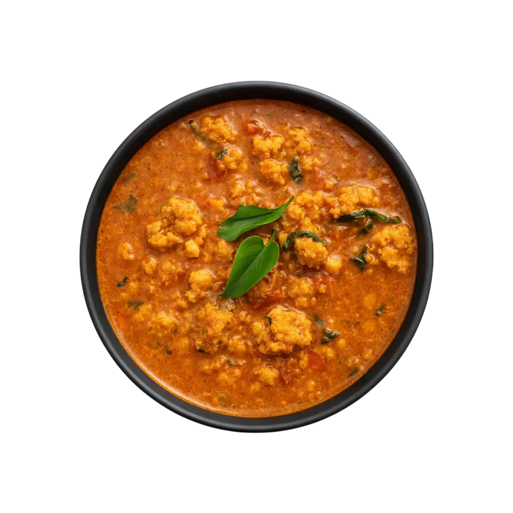 South Indian Vada Curry ready to eat lentil gravy served in black bowl